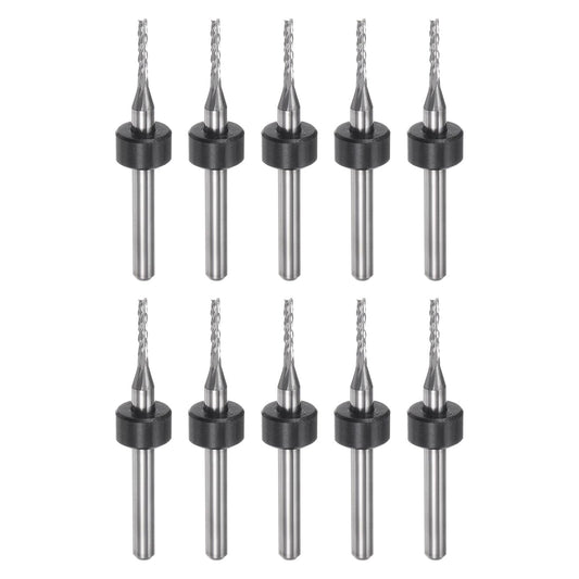 HARFINGTON 10pcs End Mill Bits 0.8mm Solid Carbide CNC Router Bits Engraving Cutter Tools for PCB Circuit Board Milling Machine Wood Carving, 1/8" Straight Shank