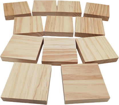6PCS Unfinished Wood Square Blocks for Crafts, 6x6x1in Blank Wooden Squares Pine Wood Boards for Carving,DIY Wood Coasters,Painting & Burning