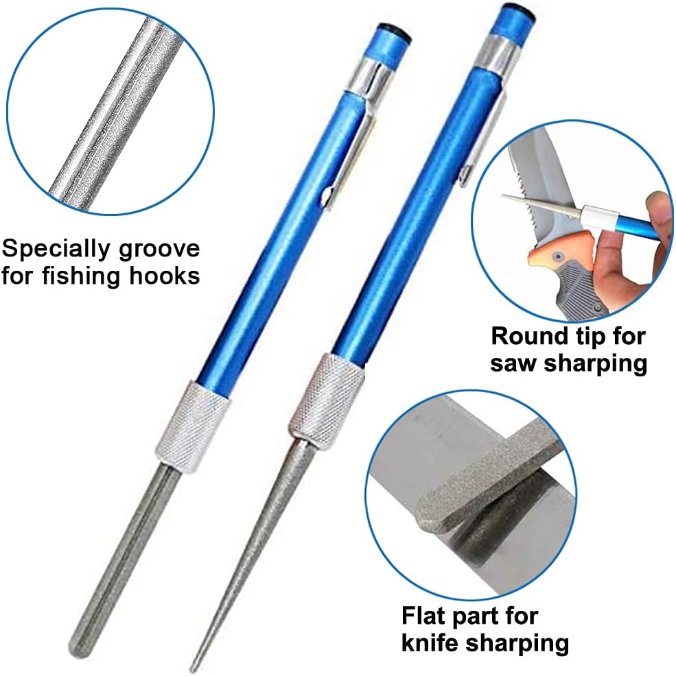 1 PCS Retractable Knife Sharpener, BravOne 3 in 1 Portable Diamond Knife Sharpening Steel Rod Pen Shape Knife Sharpening Stick for Kitchen Knife, Fish Hook, Outdoor Exploration