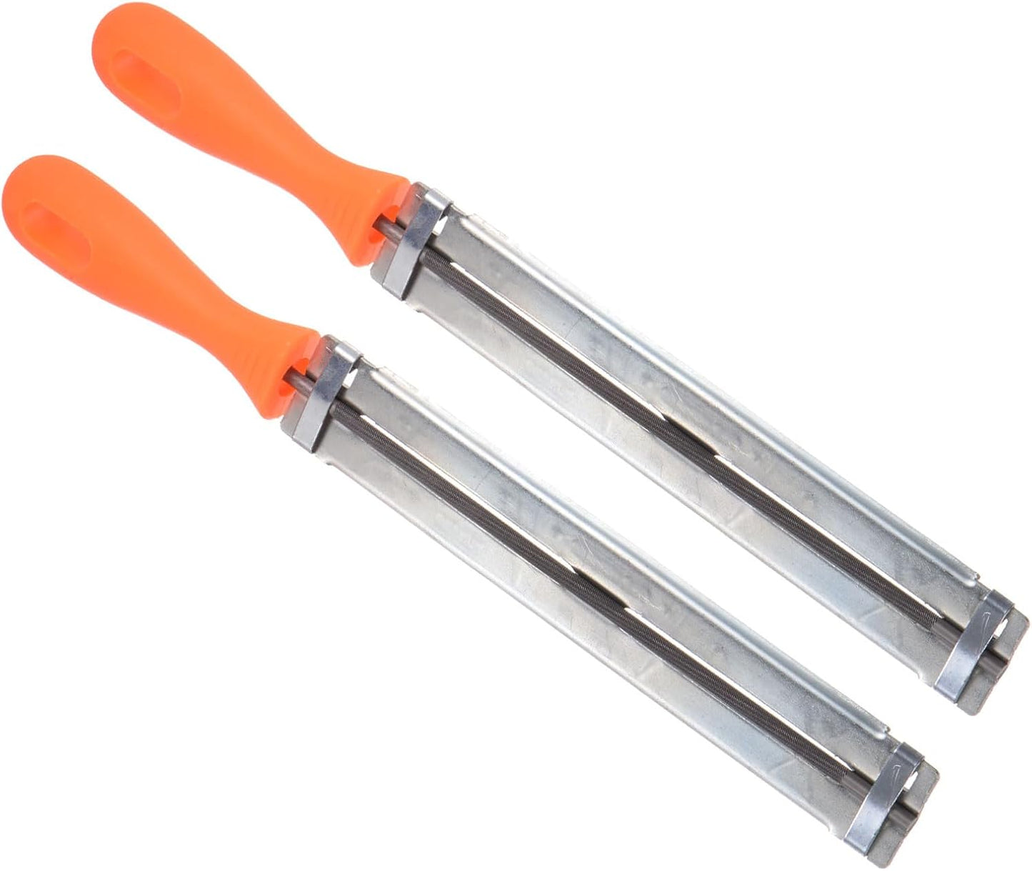 Chainsaw File Holder, 3/16" (4.8mm), Chrome Steel Round Sharpener Files with Angle Guides - (Applications: for Sharpening Chain Saws), 2pieces