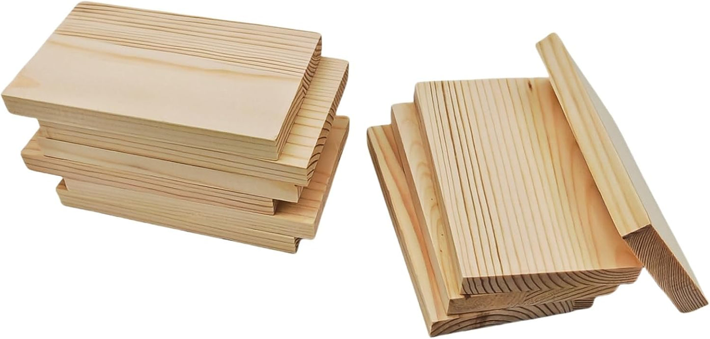 4PCS Rectangle Wood Boards Unfinished Wood Blocks for Crafting, 8x6x1in Blank Whittling Wooden Blocks for Wood Carving,Painting & Burning