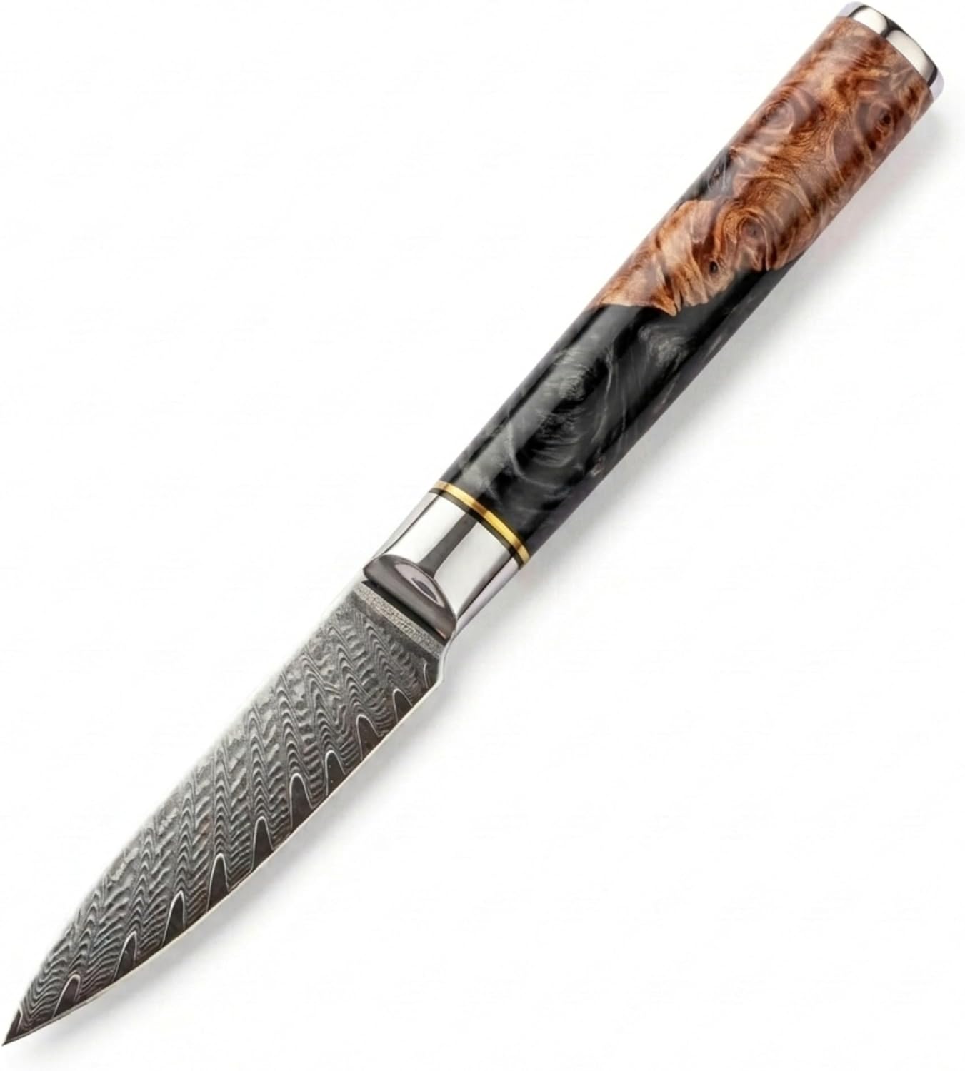 7” Nakiri Knife – Damascus Steel Kitchen Knife with 9Cr18MoV Core, Japanese Vegetable Chef Knife, Ultra Sharp Chopping Knife with Black Burl Wood Ergonomic Handle