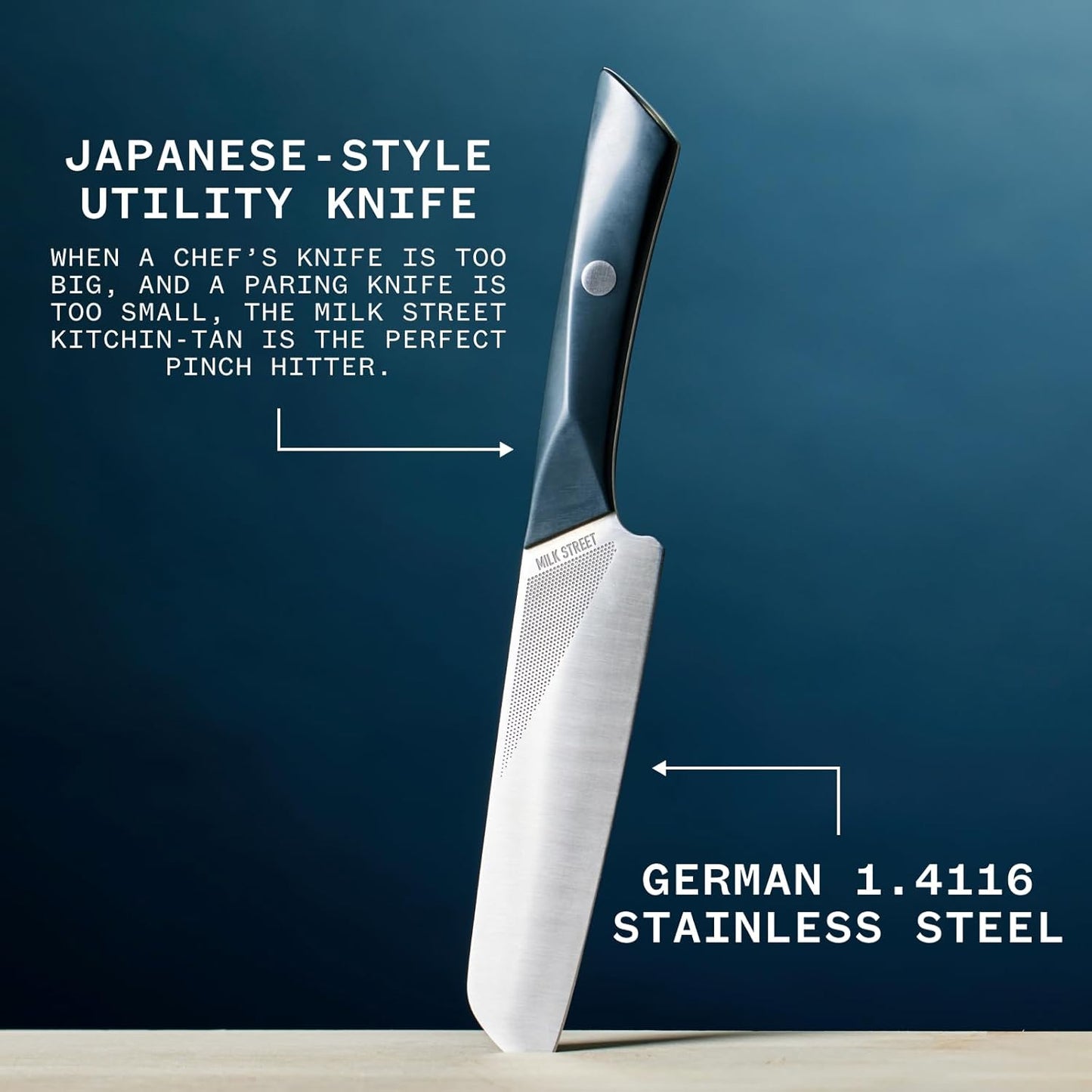 Milk Street Kitchin-tan Utility Knife, 5.5-Inch Japanese-Style Kitchen Knife – Razor-Sharp, Stay-Sharp Edge for Tomatoes, Bread & Veggies – Compact, Versatile, Comfortable Grip
