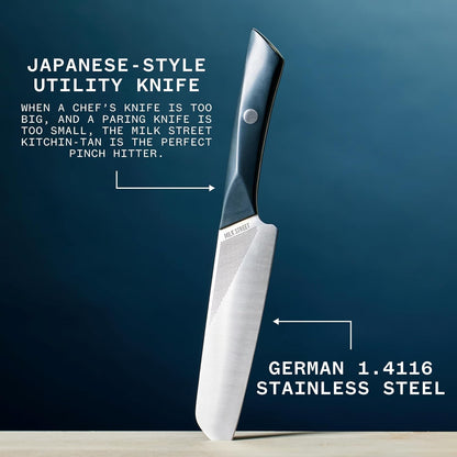 Milk Street Kitchin-tan Utility Knife, 5.5-Inch Japanese-Style Kitchen Knife – Razor-Sharp, Stay-Sharp Edge for Tomatoes, Bread & Veggies – Compact, Versatile, Comfortable Grip