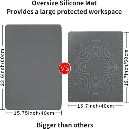 Extra Large Dark Green Countertop Mat - Silicone Table Kitchen Desk Mat - Non-Slip & Heat Resistant - Dinner Placemat Pastry Dough Rolling Mat - Colors B