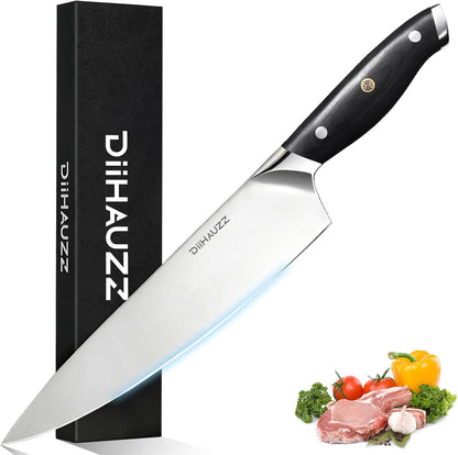 DiiHAUZZ Brisket Knife, 12 Inch Carving Knife for Meat, Razor Sharp High Carbon Steel, Full Tang Ergonomic Pakkawood Handle Slicing Knives for Roast Beef, BBQ, Turkey, Grilling Gift for Men