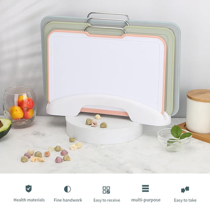 3-Piece Colorful Cutting Board Set with Stand | Color-Coded | Non-Slip | Dishwasher Safe | Durable Large Food Chopping Boards