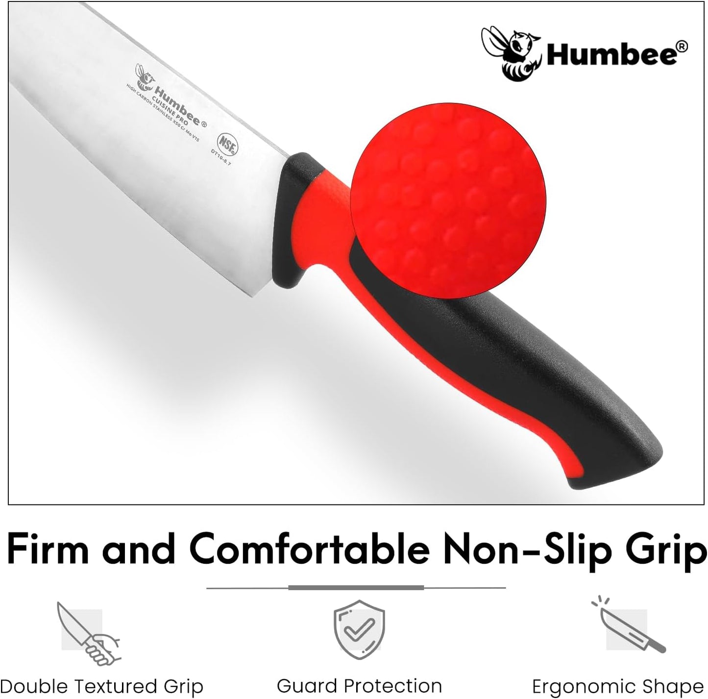7.5-Inch Nakiri Knife, High Carbon Stainless Steel Hollow Grind Blade, Razor Sharp Edge, Ergonomic Non-Slip Handle, Cleaver Style, DT-50 Series, Orange