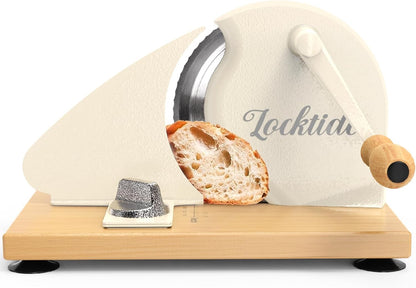Upgrade Manual Bread Slicer for Homemade Sourdough - Adjustable Thickness & Evenly Slice, Bread Slicer with Scale Lines, Hand Crank, Suction Cups and Bread Guide for Sandwiches, Toast, Bagel, Baguette