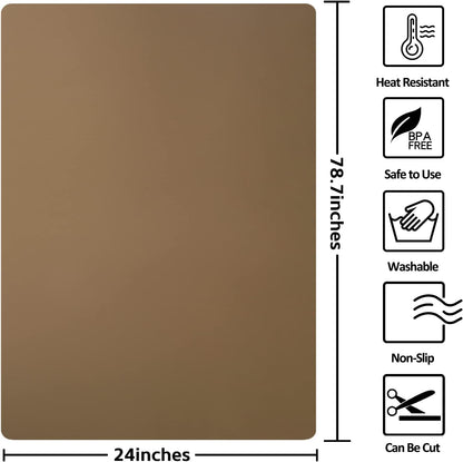 Silicone Mats for Kitchen Counter Thicker Extra Large Heat Resistant Mats Countertop Protector Liners for Bottom of Oven Air Fryer Coffee Maker, 24" x 16" x 2 mm, Translucent