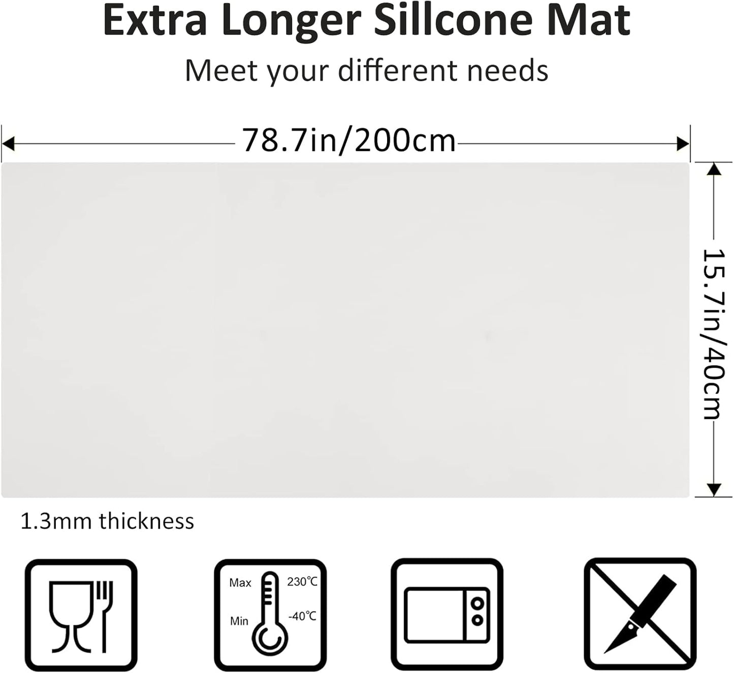 Silicone Mats for Kitchen Counter Thicker Extra Large Heat Resistant Mats Countertop Protector Liners for Bottom of Oven Air Fryer Coffee Maker, 24" x 16" x 2 mm, Translucent