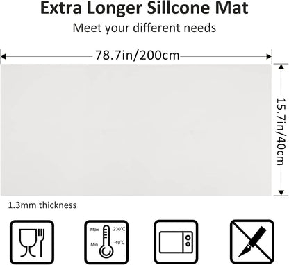 Silicone Mats for Kitchen Counter Thicker Extra Large Heat Resistant Mats Countertop Protector Liners for Bottom of Oven Air Fryer Coffee Maker, 24" x 16" x 2 mm, Translucent