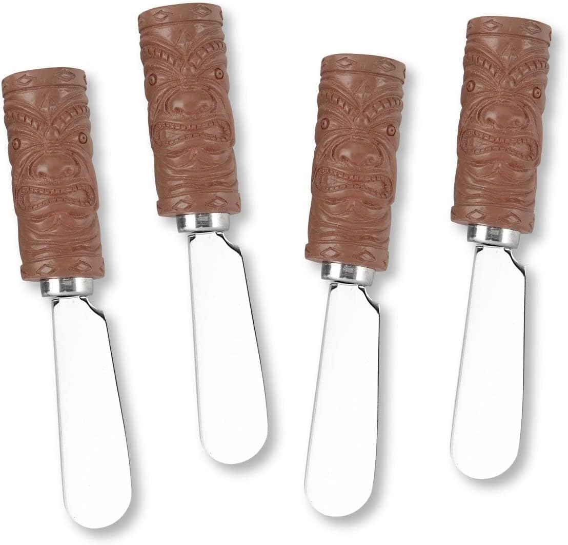 UP UPware Black Lighthouse Cheese Spreaders, Hand-Painted Resin Handles with Stainless Steel Blades for Spreading Cream Cheese, Butter, Jam, or Sandwich, Set of 4