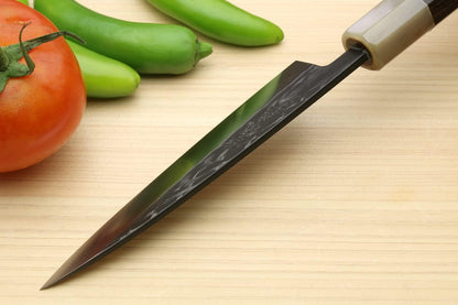 Yoshihiro High Performance SLD Kurouchi Petty Utility Knife Ebony Handle with Saya Cover (5.3"(135mm) & Saya)