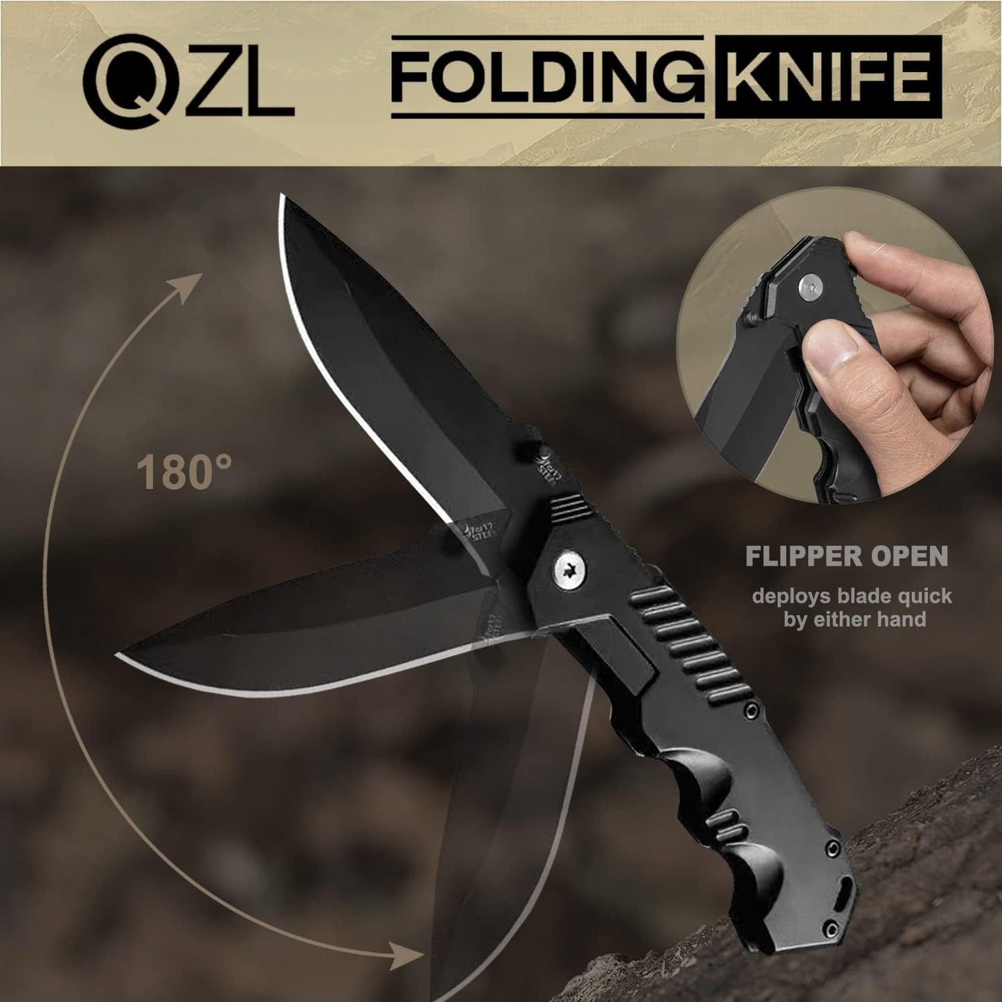 Pocket Knife for Men, Folding Knife with Clip, EDC Pocket Knives with Flipper Open and Liner Lock, Sharp Tactical Knife for Outdoor Survival Camping Hunting Fishing, Cool Knifes for Dad, Mens Gift