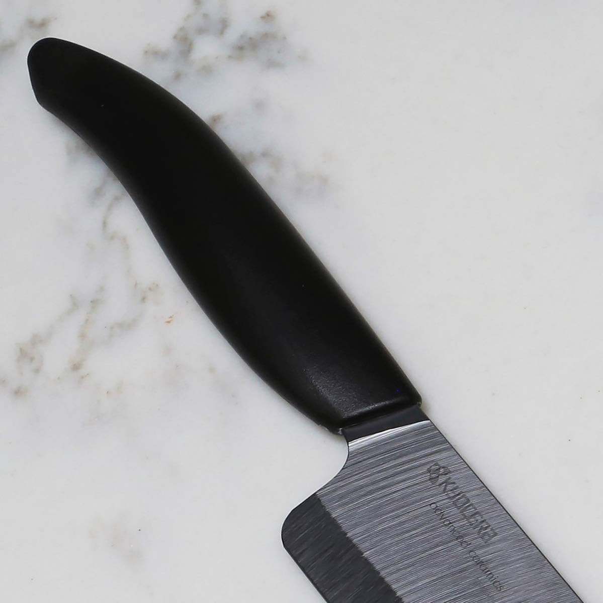 Kyocera Advanced Ceramic Revolution Series 6-inch Nakiri Vegetable Cleaver, Black Handle, White Blade