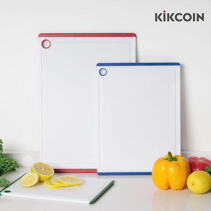 Plastic Cutting Boards for Kitchen, 3-Piece Large Cutting Board Set Dishwasher Safe Chopping Boards with Non-slip Feet and Juice Grooves, Kikcoin