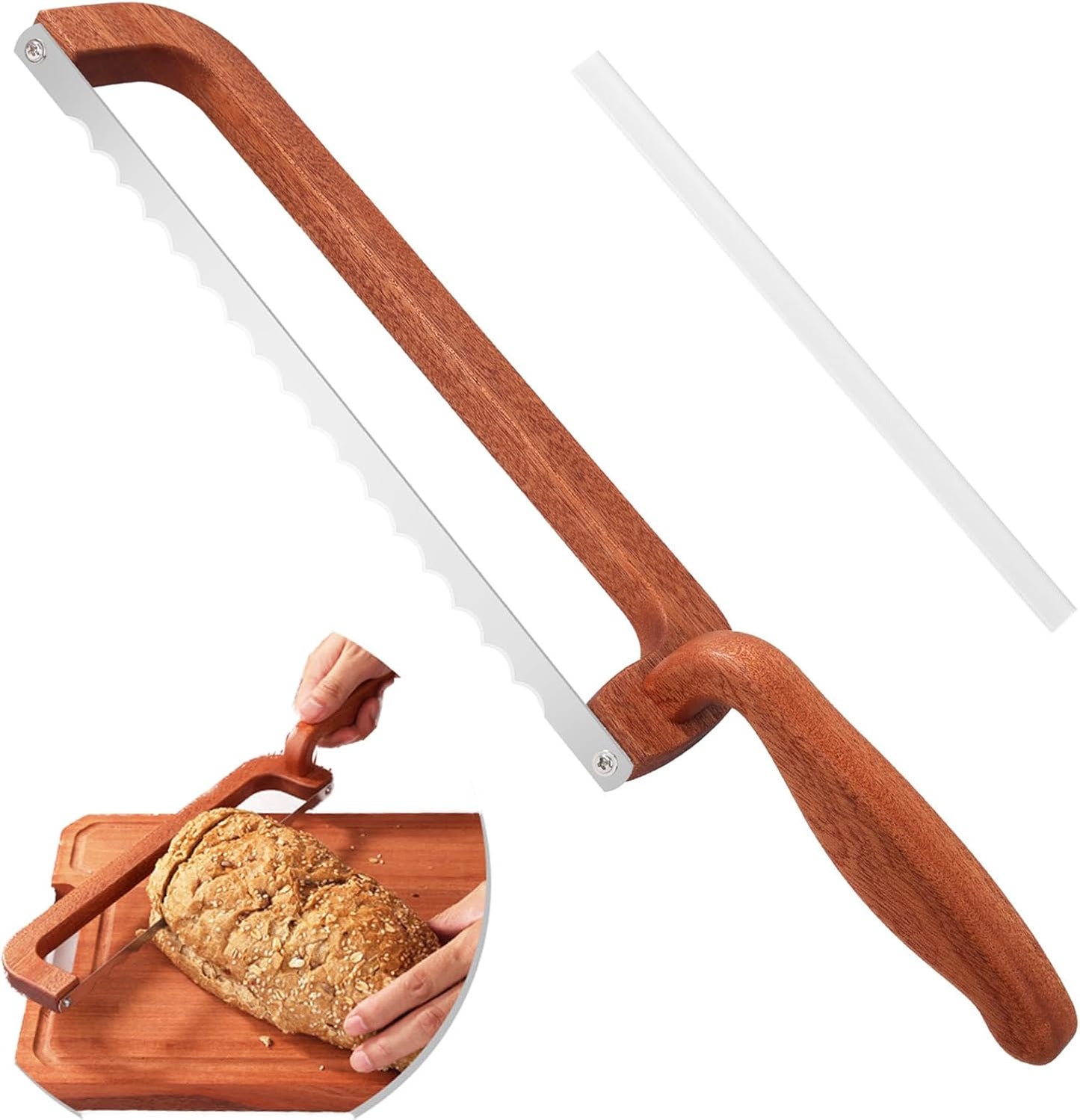 Bread Knife for Homemade Bread Bow Knife 16", Bread Saw Sourdough Slicer Aluminum Alloy Sourdough Cutter Suit for Left & Right Handed People to Cut Baguettes Vegetables Fruits 1Count