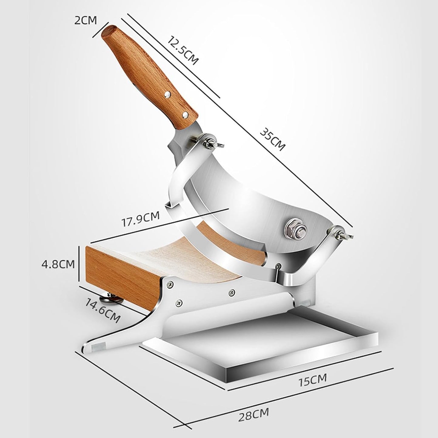 LOVEJO Stainless Steel Manual Meat Slicer - Heavy-Duty Kitchen Tool for Cheese, Jerky, Biltong, and Bread Cutting - Manual Beef and Ham Cutter with Stainless Cutting Board for Home & Deli