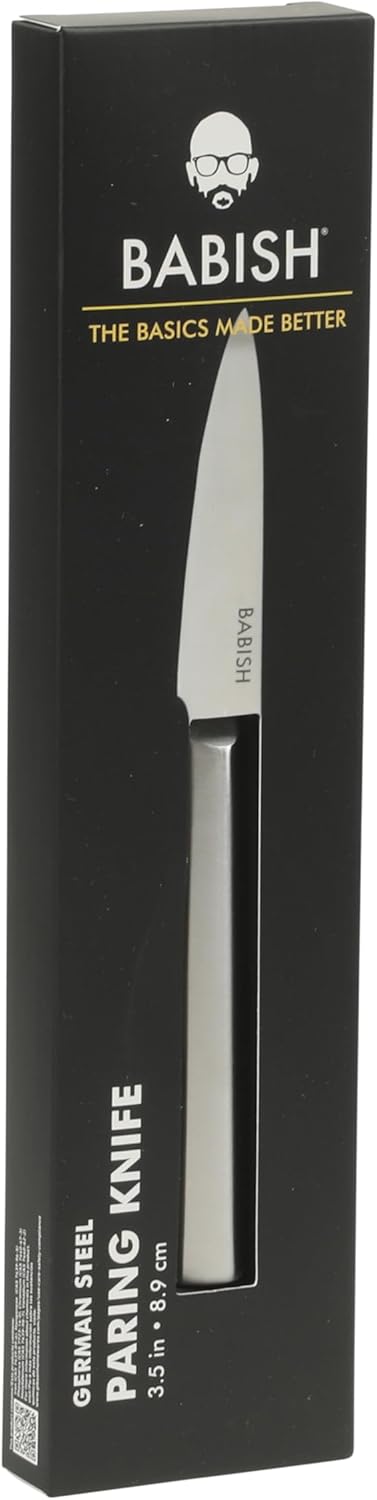 Babish 1.4116 German Stainless Steel Paring Knife – 3.5-Inch Precision Kitchen Knife for Peeling, Trimming & Prep Work, Full-Tang Blade