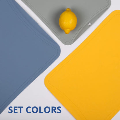 Blue Ginkgo TPU Cutting Mats [Set of 3] – Korean-Made Flexible, Knife-Friendly, Durable Kitchen Cutting Boards (Red, Blue, Yellow)