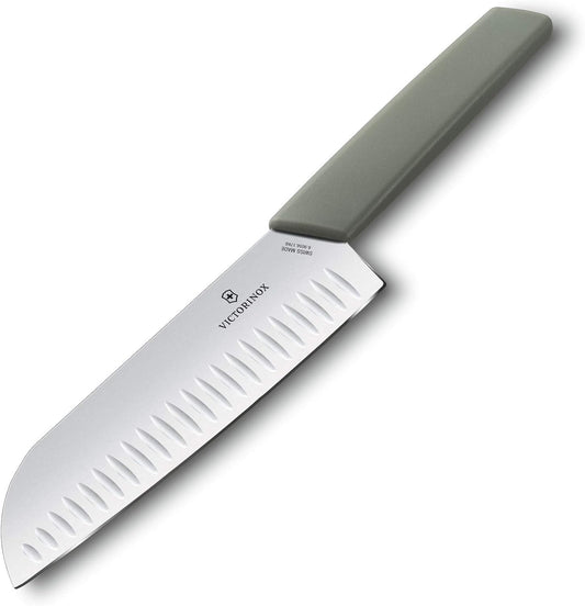 VICTORINOX 2 Piece Santoku Knife and Bread Knife Set, Pizza Peel, Multi Color - Light & Sharp for Various Ingredients Dishwasher Safe Swiss Madan Gift Box 2 Piece Set (6.9096.22 G)