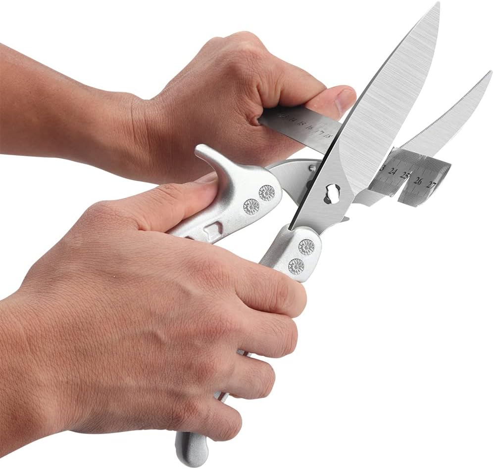 Jasni Heavy Duty Kitchen Shears, Spring Loaded Poultry Shears Stainless Steel Chef Scissors for Bone, Chicken, Poultry, Fish, Food, Meat,Spring-loaded Full Steel Handle