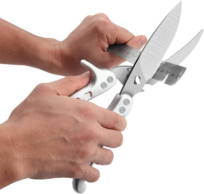 Jasni Heavy Duty Kitchen Shears, Spring Loaded Poultry Shears Stainless Steel Chef Scissors for Bone, Chicken, Poultry, Fish, Food, Meat,Spring-loaded Full Steel Handle