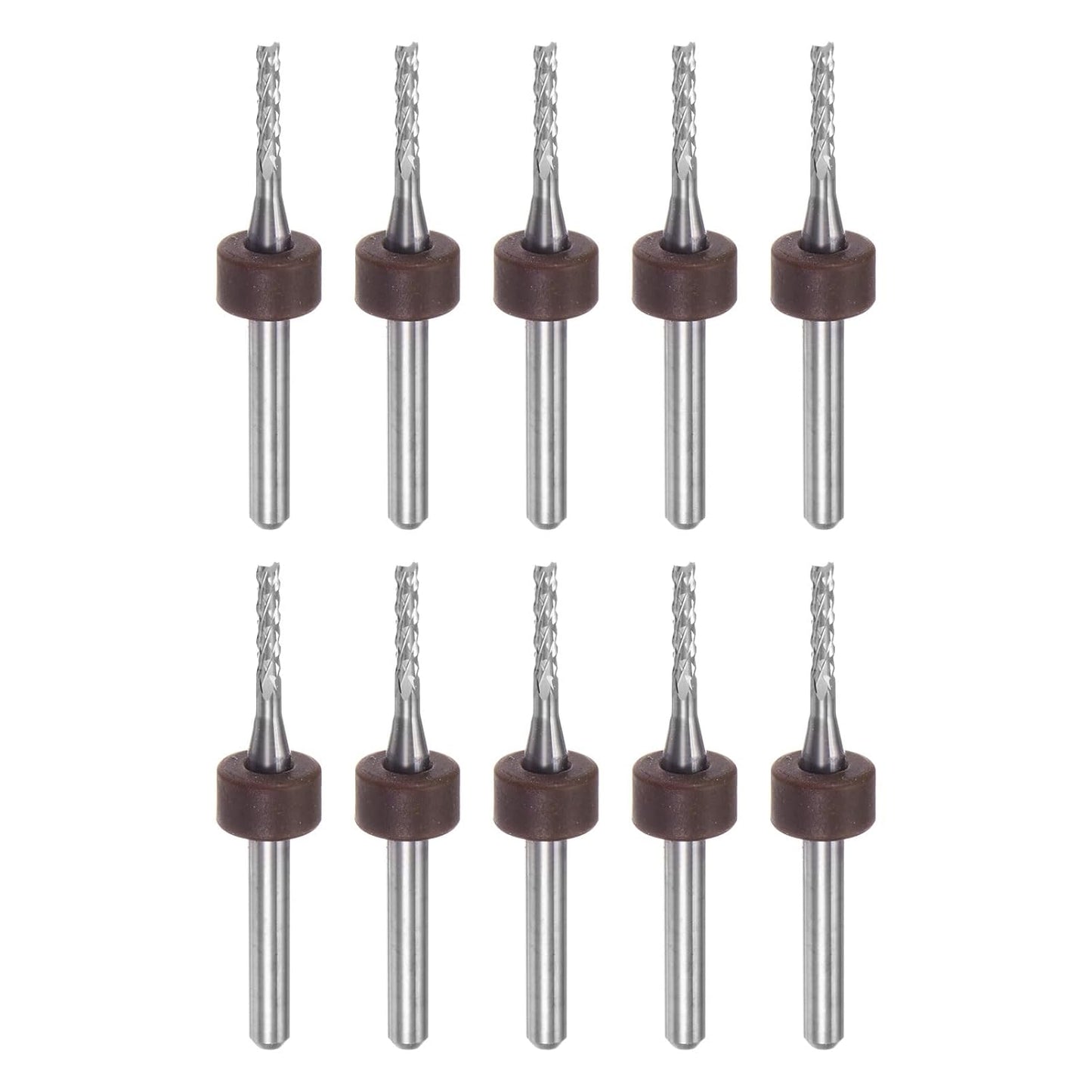 HARFINGTON 10pcs End Mill Bits 0.8mm Solid Carbide CNC Router Bits Engraving Cutter Tools for PCB Circuit Board Milling Machine Wood Carving, 1/8" Straight Shank