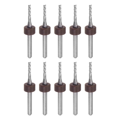 HARFINGTON 10pcs End Mill Bits 0.8mm Solid Carbide CNC Router Bits Engraving Cutter Tools for PCB Circuit Board Milling Machine Wood Carving, 1/8" Straight Shank