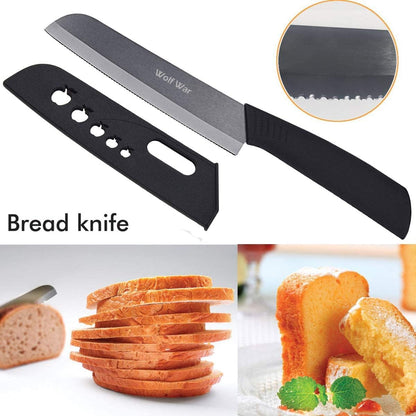 Kitchen Ceramic Knife Set Professional Knife With Sheaths, Super Sharp Rust Proof Stain Resistant (6" Chef Knife, 5" Utility Knife, 4" Fruit Knife)