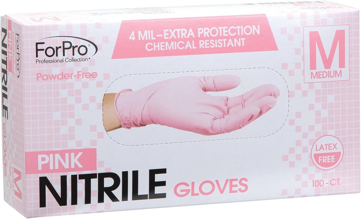 ForPro Disposable Nitrile Gloves, Chemical Resistant, Powder-Free, Latex-Free, Non-Sterile, Food Safe, 4 Mil
