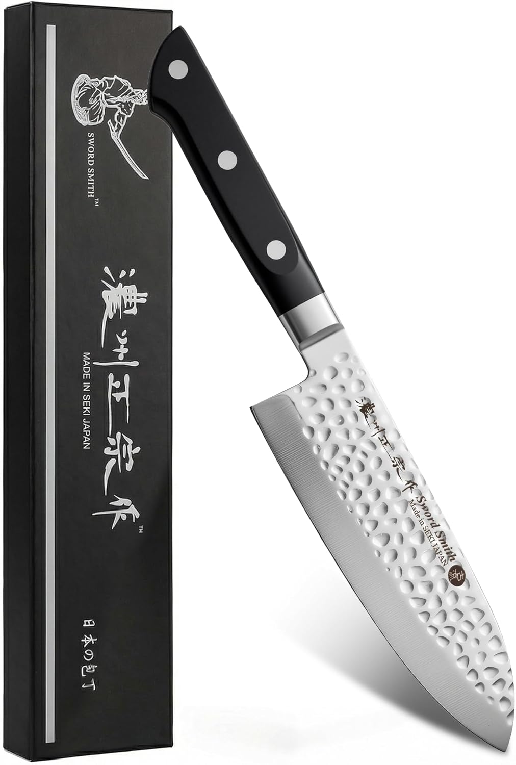 8 Inch Japanese Chef Knife, Made in Japan, Full Tang High Carbon Molybdenum Stainless Steel Gyuto Knife with Hammered Finish for Rock Chopping Meat, Fish and Vegetables