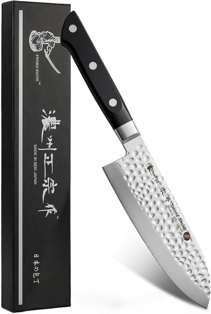 8 Inch Japanese Chef Knife, Made in Japan, Full Tang High Carbon Molybdenum Stainless Steel Gyuto Knife with Hammered Finish for Rock Chopping Meat, Fish and Vegetables