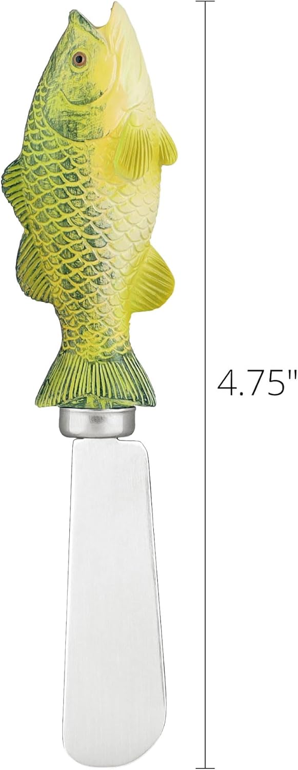 UP UPware Sea Turtle Cheese Spreaders, Hand-Painted Resin Handles with Stainless Steel Blades for Spreading Cream Cheese, Butter, Jam, or Sandwich, Set of 4