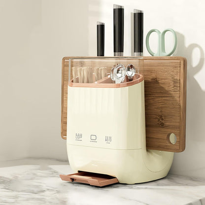 Yimerlen Universal Knife Block, Stainless Steel Universal Knife Holder Block Without Knives, Modern Kitchen Knife Storage Organizer for Countertop (Beige)