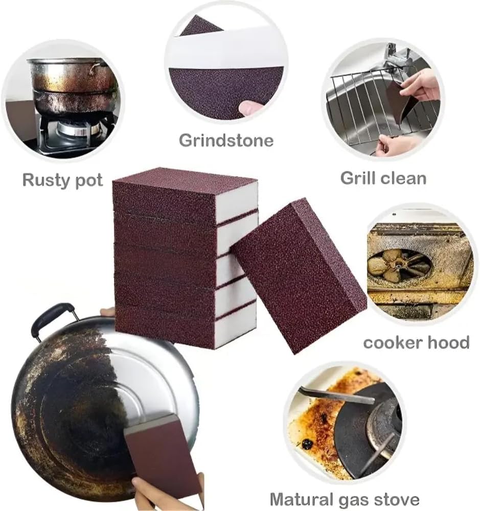 3 Pack Magic Emery Cleaning Sponge Rust Remover for Kitchen Pots Powerful Decontamination Tool Versatile Household Cleaning Gadget (3 Pack)