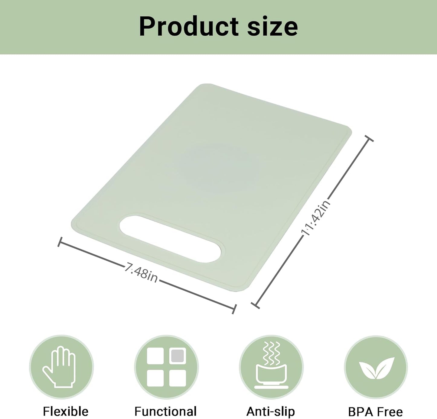 Bifeaw 2 Pcs Silicone Flexible Cutting Boards Mats with BPA free Plastic Non Slip backplane for Meat and Vegetables (Green and Blue)