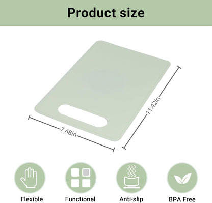 Bifeaw 2 Pcs Silicone Flexible Cutting Boards Mats with BPA free Plastic Non Slip backplane for Meat and Vegetables (Green and Blue)