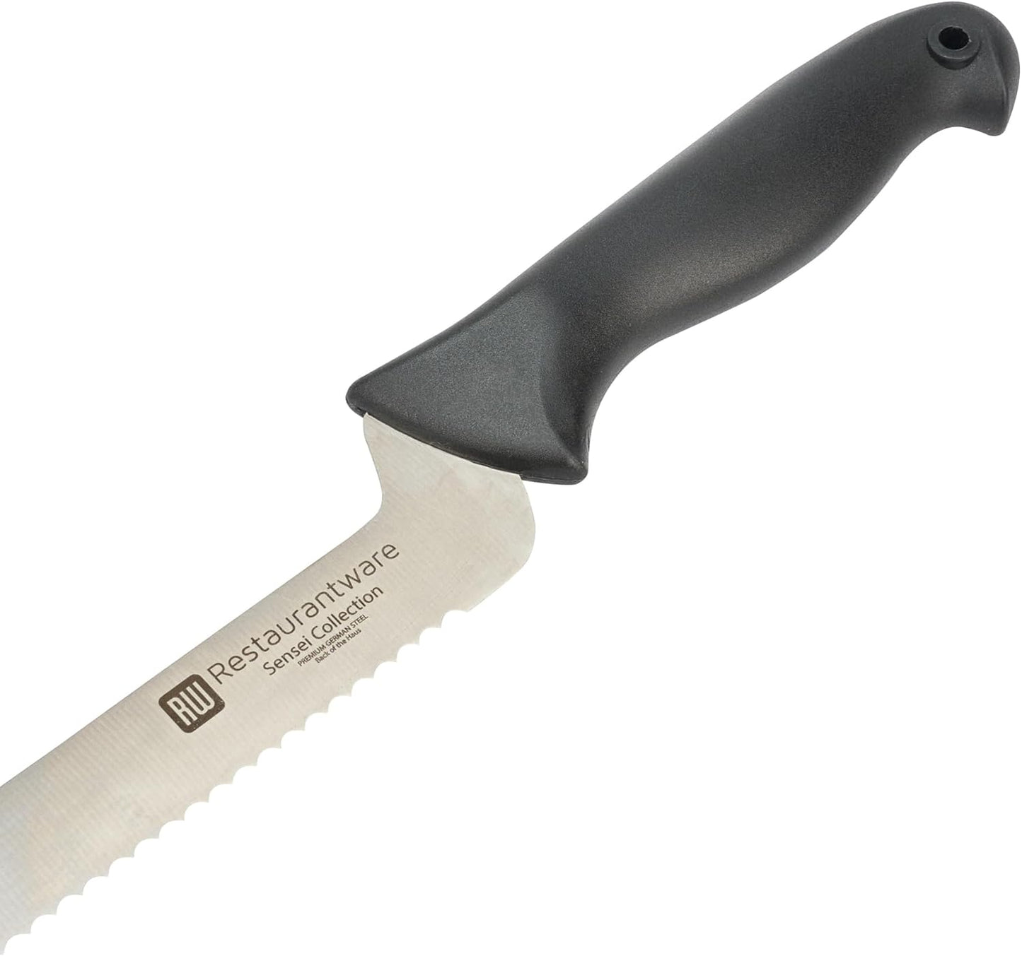 Restaurantware Sensei Back of the Haus - 8-inch Offset Bread Knife - Professional Chef's Kitchen Knife - Durable German Steel - Stain Resistant - With HACCP Coding For Food and Allergen Safety