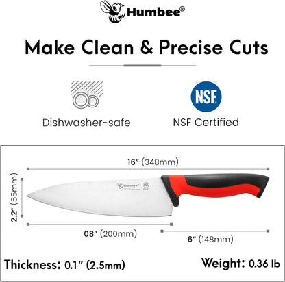 7.5-Inch Nakiri Knife, High Carbon Stainless Steel Hollow Grind Blade, Razor Sharp Edge, Ergonomic Non-Slip Handle, Cleaver Style, DT-50 Series, Orange
