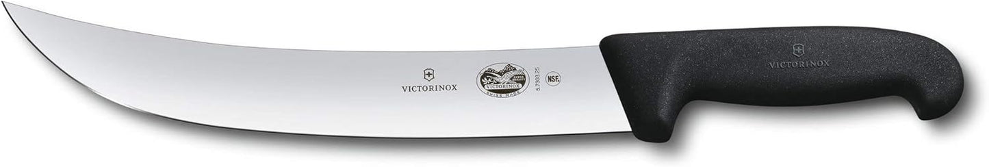 Victorinox Knife Set - Swiss Army Field Dressing Kit, 7-Piece Kitchen Knife Set, Kitchen Knives for Butcher/BBQ with Fibrox Handles, 10" Honing Steel and Case - Black