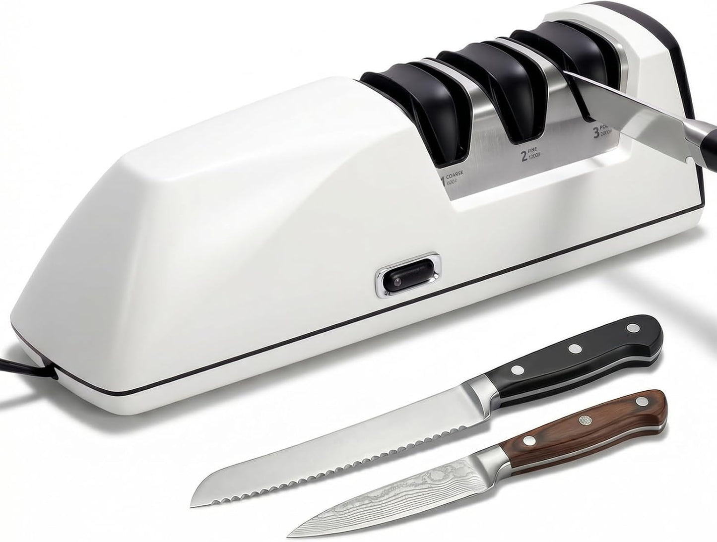 USELUCK Electric Knife Sharpener, Professional 3-Stage High-Grit Diamond Sharpening System for Precision Grinding, Sharpening,Polishing, Designed for Straight & Ceramic Kitchen Knives