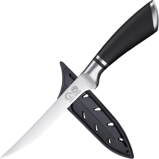 XYJ Fillet Knife Kitchen Cutlery,7 Inch Ultra Sharp Stainless Steel Salmon Fish Meat Carving Steak Knives,Professional Deboning Knife With Sheath Case