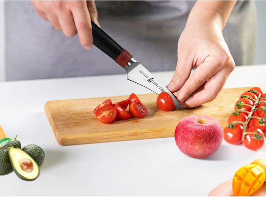 TUO Paring Knife 2.5 inch Bird Beak Peeling Knife Fruit Knife Vegetable Peeler Small Kitchen Knife, AUS-8 Stainless Steel with Ergonomic Pakkawood Handle, Gift Box Ring Lite Series