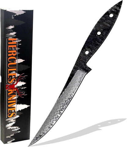 Custom Hand Forged Damascus Steel Blank Blade Fillet Knife Fisherman's Filet Fishing Knife Blade Damascus Blade Billet Handmade Knife Making Supply (FB-07)