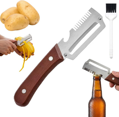 Utilira Shredder, Multifunctional Vegetable Julienne Peeler, Kitchen Multi-Function Stainless Steel Thickened Fruit Peeler Knife, With Built-In Bottle Opener For Peeling Fruits, Vegetables
