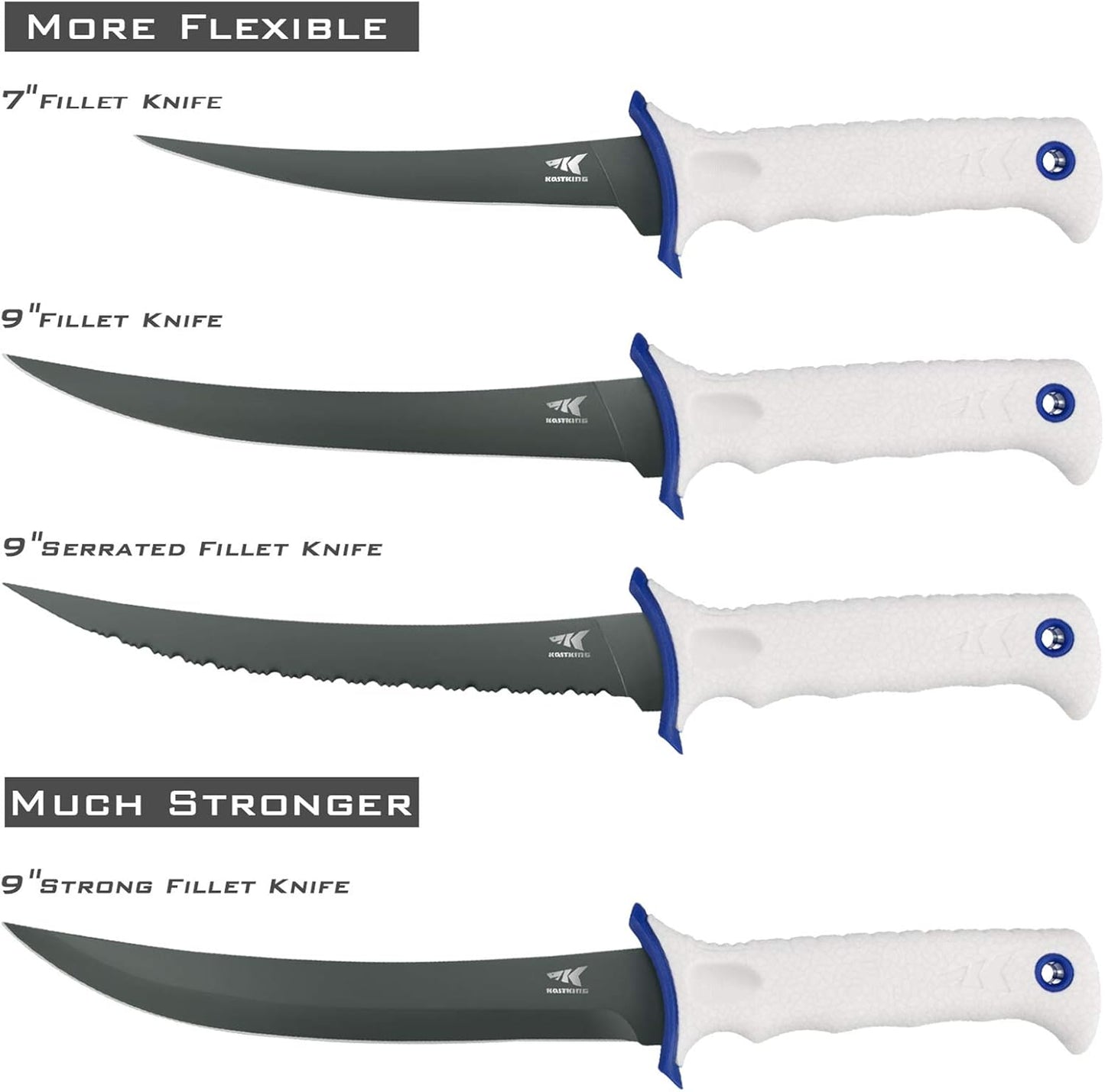 KastKing Spartacus Fillet Knife, Razor Sharp 8Cr14 Stainless-Steel Blade, Boning and Food Prep Knives, Durable/Comfortable Handles, Protective Sheath, Perfect for Fresh or Saltwater