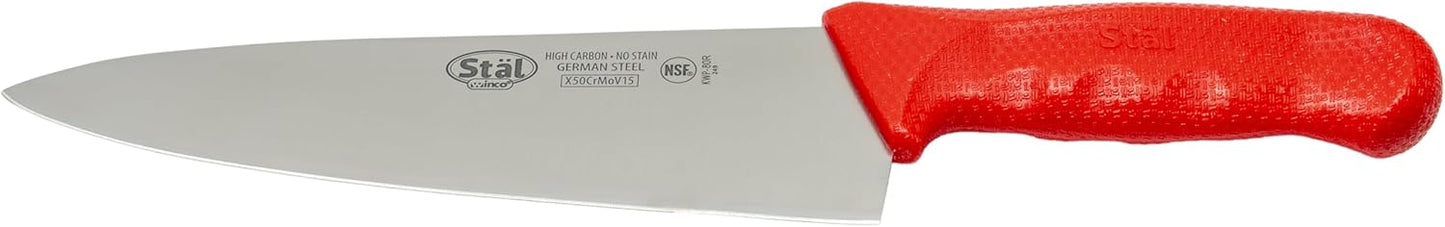 Winco 10" Commercial-Grade Chef's Knife with German Steel Blade, Blue