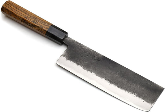 Yoshihiro Nashiji High Carbon White Steel #2 Japanese Nakiri Vegetable Knife with Cocobolo Wood Handle (6.5'' (165mm) & Saya)